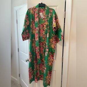 Floral Green Kimono Robe